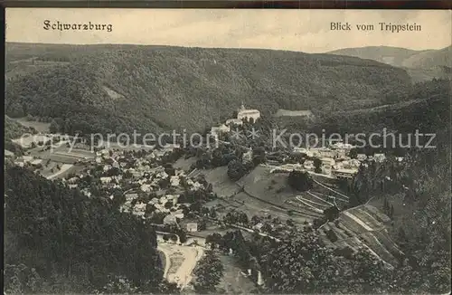 Schwarzburg Thueringer Wald Blick vom Trippstein Kat. Schwarzburg