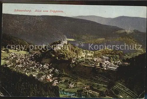 Schwarzburg Thueringer Wald Blick vom Trippstein Kat. Schwarzburg