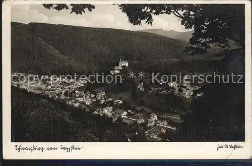 Schwarzburg Thueringer Wald Blick vom Trippstein Kat. Schwarzburg