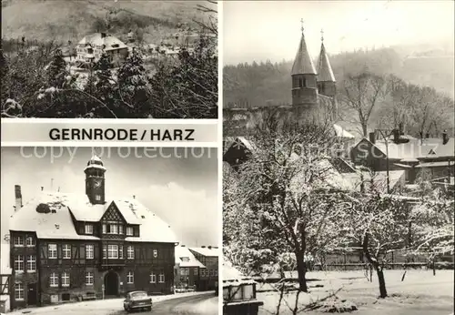 Gernrode Harz FDGB Heim Stubenberg Rathaus Sankt Cyriaki Kirche Winter Kat. Gernrode Harz