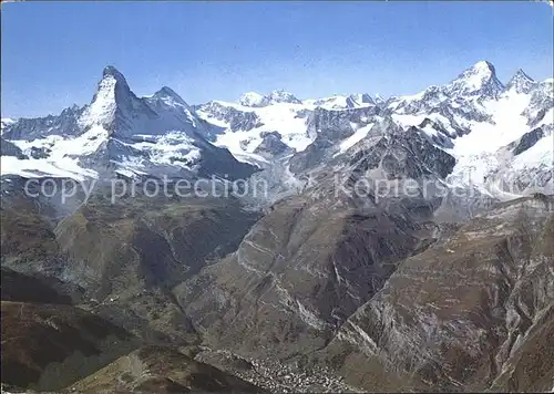 Zermatt VS Fliegeraufnahme Matterhorn Mont Blanc Dt. Blanche  Kat. Zermatt