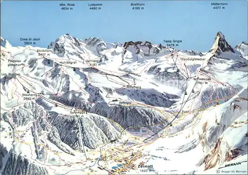 Zermatt VS Liftkarte Panoramakarte Kat. Zermatt