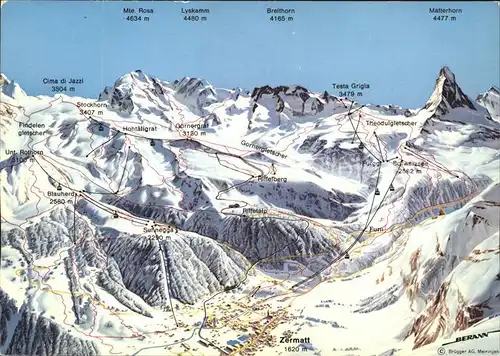 Zermatt VS Liftpanoramakarte Kat. Zermatt