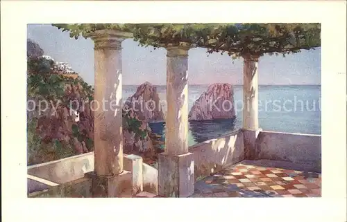 Capri Faraglioni Kuenstlerkarte Kat. Golfo di Napoli