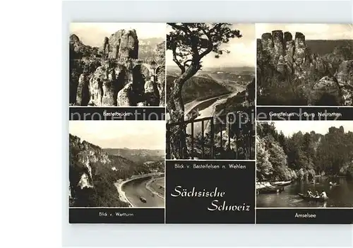 Bastei Saechsische Schweiz Basteibruecke Gansfelsen Burg Neurathen Amselsee Wehlen Kat. Rathen Sachsen