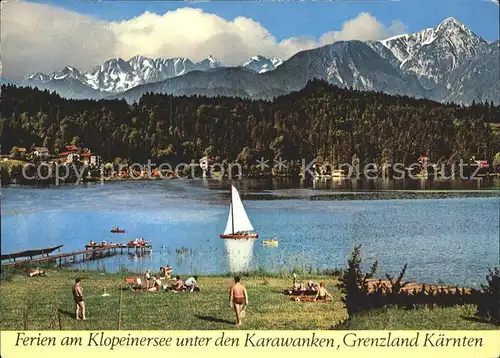 Unterburg Klopeinersee Steiner Alpen Hochobir Segelboot  Kat. Kaernten