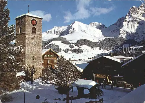 Adelboden Kirchenpartie mit Bonderspitz Kleinlohner Kat. Adelboden