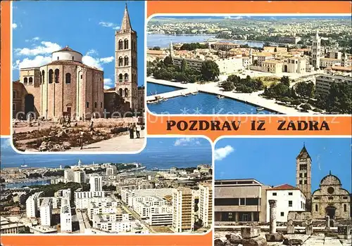 Zadar Zadra Zara Fliegeraufnahme Hochhaeuser und Altstadt Kat. Kroatien