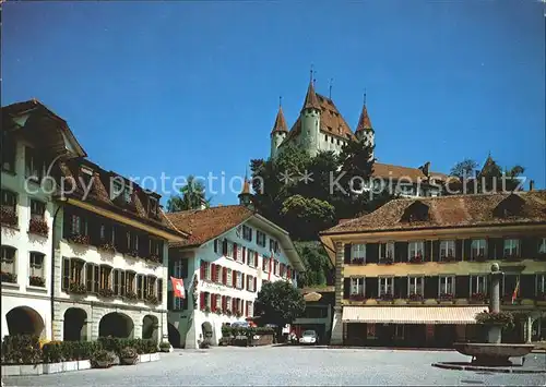 Thun BE Schloss Strassenansicht Brunnen Kat. Thun