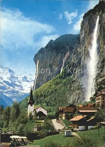 Lauterbrunnen BE Wasserfall Kirche  Kat. Lauterbrunnen