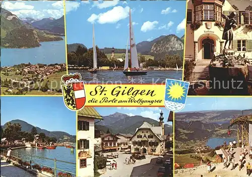 St Gilgen Salzkammergut Mozartbrunnen Bergstation Zwoelferhorn Kat. St Gilgen Wolfgangsee