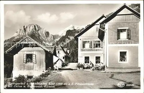 Hermagor Kaernten Alpengasthof und Schwimmbad Eder mit Cellon und Kellerwand Kat. Hermagor Pressegger See