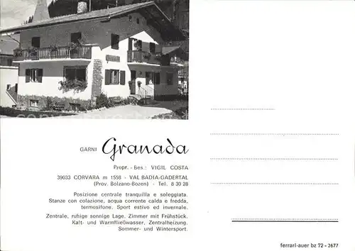 Corvara Pustertal Suedtirol Garni Hotel Granada Kat. Pustertal