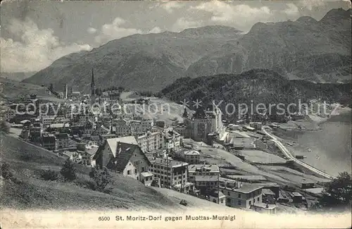 St Moritz Dorf GR Panorama gegen Muottas Muragl Kat. St Moritz