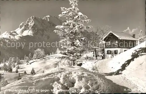 Kranzberghaus gegen Wettersteinspitze Winterpanorama Huber Karte Nr 445 Kat. Schwaz