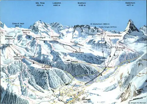 Zermatt VS Skigebiet am Matterhorn Walliser Alpen Kat. Zermatt