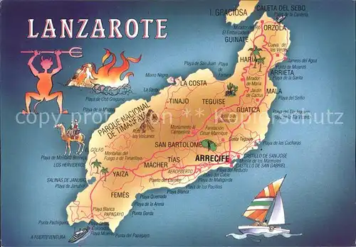 Lanzarote Kanarische Inseln Landkarte Kat. 