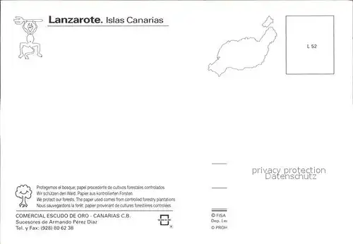 Lanzarote Kanarische Inseln Landkarte Kat. 