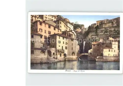 Nesso Lago di Como Alte Haeuser am Wasser Steinbruecke Kat. Italien