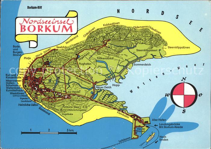 Borkum Nordseebad Landkarte der Insel Nordseebad / Borkum /Leer LKR Nr Borkum Nordseebad Landkarte der Insel Nordseebad / Borkum /Leer LKR Nr
