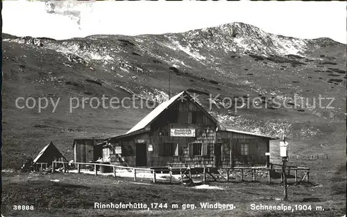 Rinnhoferhuette Windberg Schneealpe Kat. Kapellen Muerz