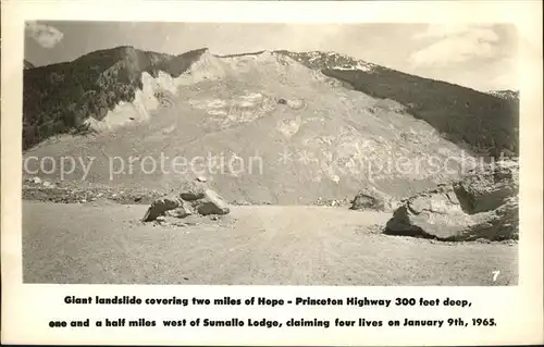 Sumallo Lodge Giant landslide covering Hope  Kat. British Columbia