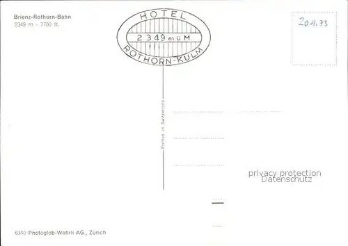 Brienz Rothornbahn  Kat. Eisenbahn