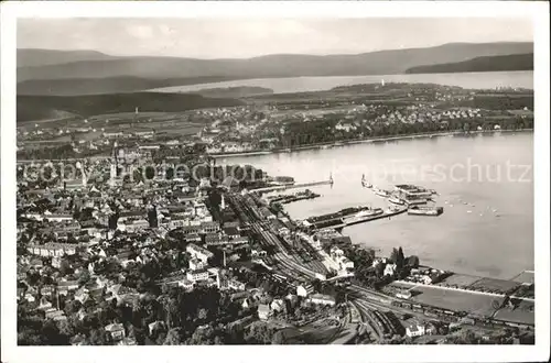 Konstanz Bodensee Fliegeraufnahme mit Hafen See Kat. Konstanz