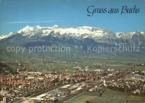 Buchs SG Fliegeraufnahme mit Alpstein / Buchs /Bz. Werdenberg