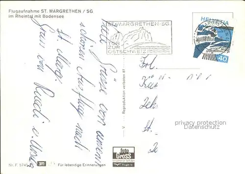 St Margarethen SG Fliegeraufnahme mit Rheintal und Bodensee Kat. St Gallen SG