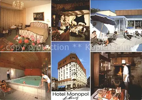 St Moritz GR Hotel Monopol Zimmer Terrasse Hallenbad Grill Kat. St Moritz
