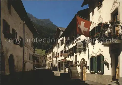 Sta Maria Muensterthal Dorfpartie mit Piz Mezdi Kat. Sta Maria Muestair