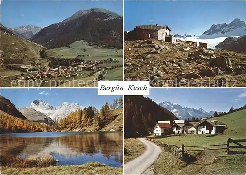 Berguen Bravuogn GR Keschhuette mit Piz Kesch Val Tours mit Piz d Aela Palpuognasee Kat. Berguen
