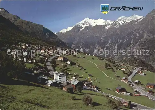 Graechen VS Panorama mit Matterhorn Weisshorn Brunegghorn Kat. Graechen