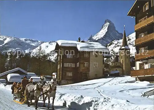 Zermatt VS Dorfpartie Pferdeschlitten Matterhorn Kat. Zermatt