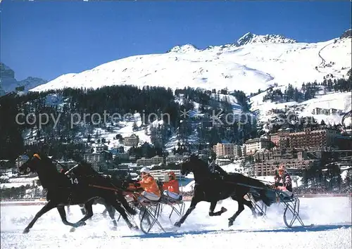 St Moritz Dorf GR Pferderennen auf dem zugefrorenen St Moritzer See Kat. St Moritz