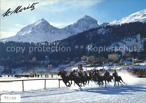 St Moritz Dorf GR Internationales Pferderennen auf dem zugefrorenen St Moritzersee Kat. St Moritz