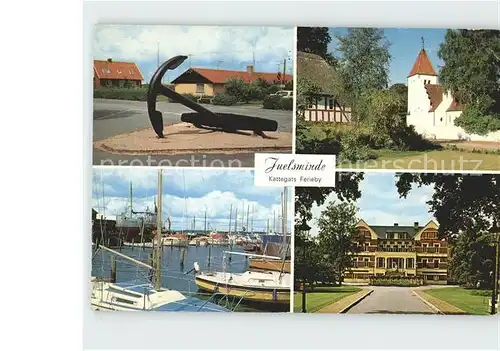 Juelsminde Kuranstalten Kirche Hafen Segelboot Anker Kat. Daenemark