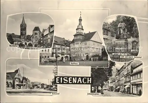 Eisenach Thueringen Rathaus Bahnhof Johannisplatz Denkmal Nikolaitor / Eisenach /Eisenach Stadtkreis