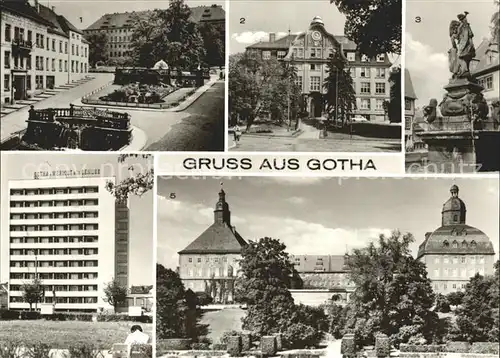 Gotha Thueringen Rathausbrunnen Neumarkt Hochhaus Ingenieuschule / Gotha /Gotha LKR