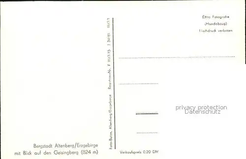 Altenberg Erzgebirge Bergstadt Geisingberg Kat. Geising