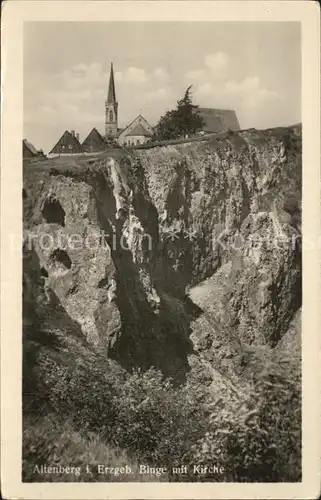 Altenberg Erzgebirge Binge mit Kirche  Kat. Geising