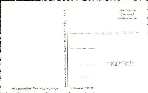 Altenberg Erzgebirge Wintersportplatz Kat. Geising