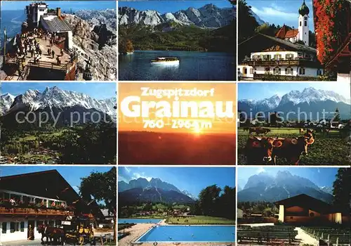 Grainau Zugspitzdorf Eibsee Waxensteine Postkutsche Schwimmbad Kurpark Kat. Grainau