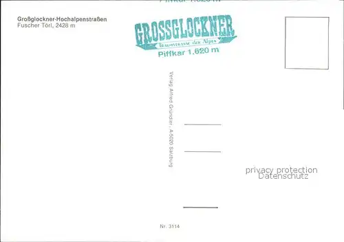 Grossglockner Hochalpenstrasse Kat. Oesterreich