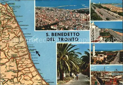San Benedetto del Tronto Fliegeraufnahme Leuchtturm Hafen Landkarte Kat. San Benedetto Del Tronto