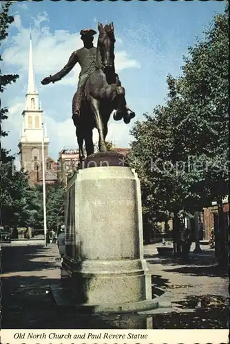 Boston Massachusetts Old North Church and Paul Revere Statue Kat. Boston