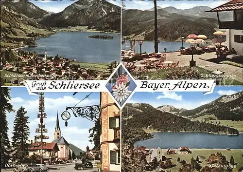 Schliersee mit Brecherspitze Schliersbergalm Dorfmotiv Spitzingsee Kat. Schliersee