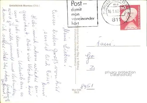 Murnau Unfallklinik Fliegeraufnahme Kat. Murnau a.Staffelsee