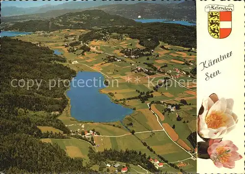 Kaernten Rauschelesee Keutschacher See Woerthersee und Pyramidenkogel Fliegeraufnahme Kat. Villach